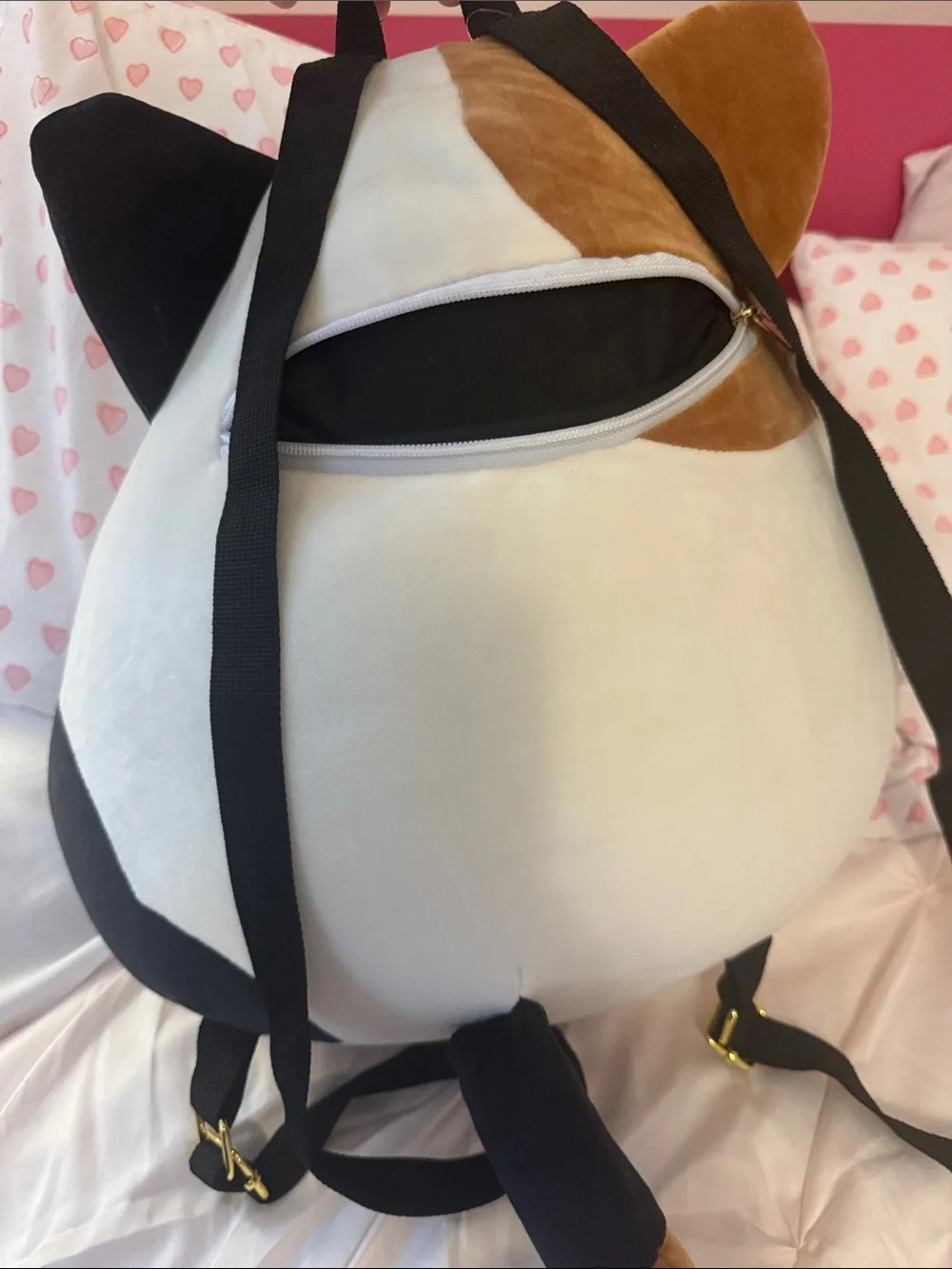 Squishmallows Calico Cat Plush Backpack in Cream, Brown & Black